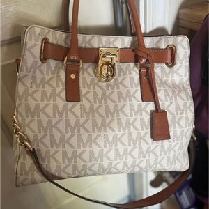 Michael Kors Beige and Brown Logo Tote